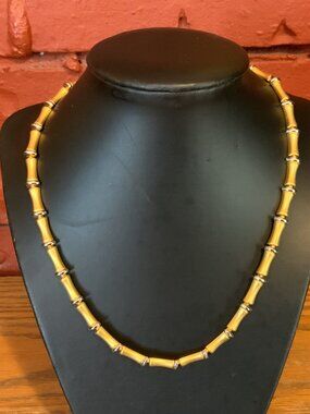Vintage Gold Plated Bamboo Link Necklace.
